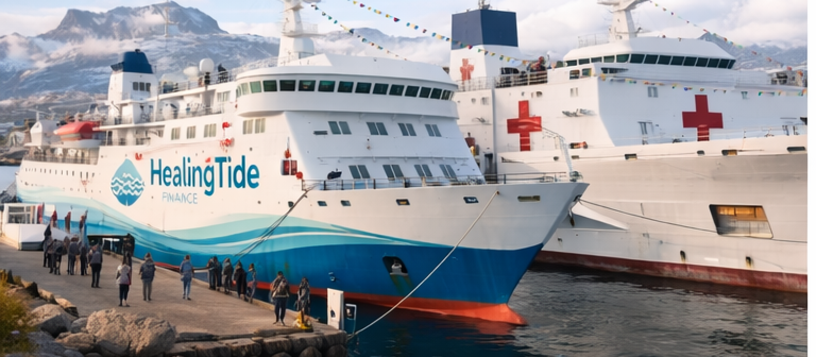 HealingTide loan ship docked beside a hospital ship